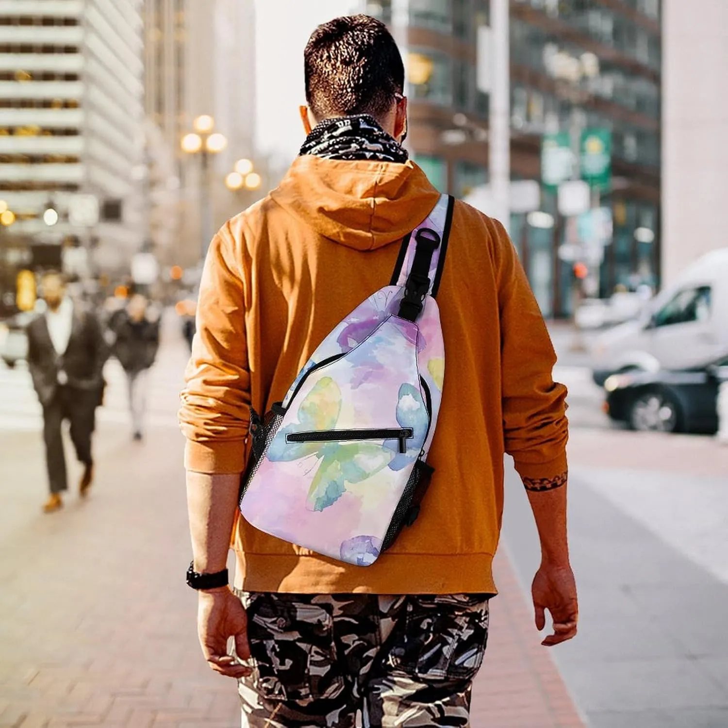 Cactus And Flowers Sling Bag Lightweight Crossbody Chest Pack Travel Shoulder Bag with Adjustable Strap