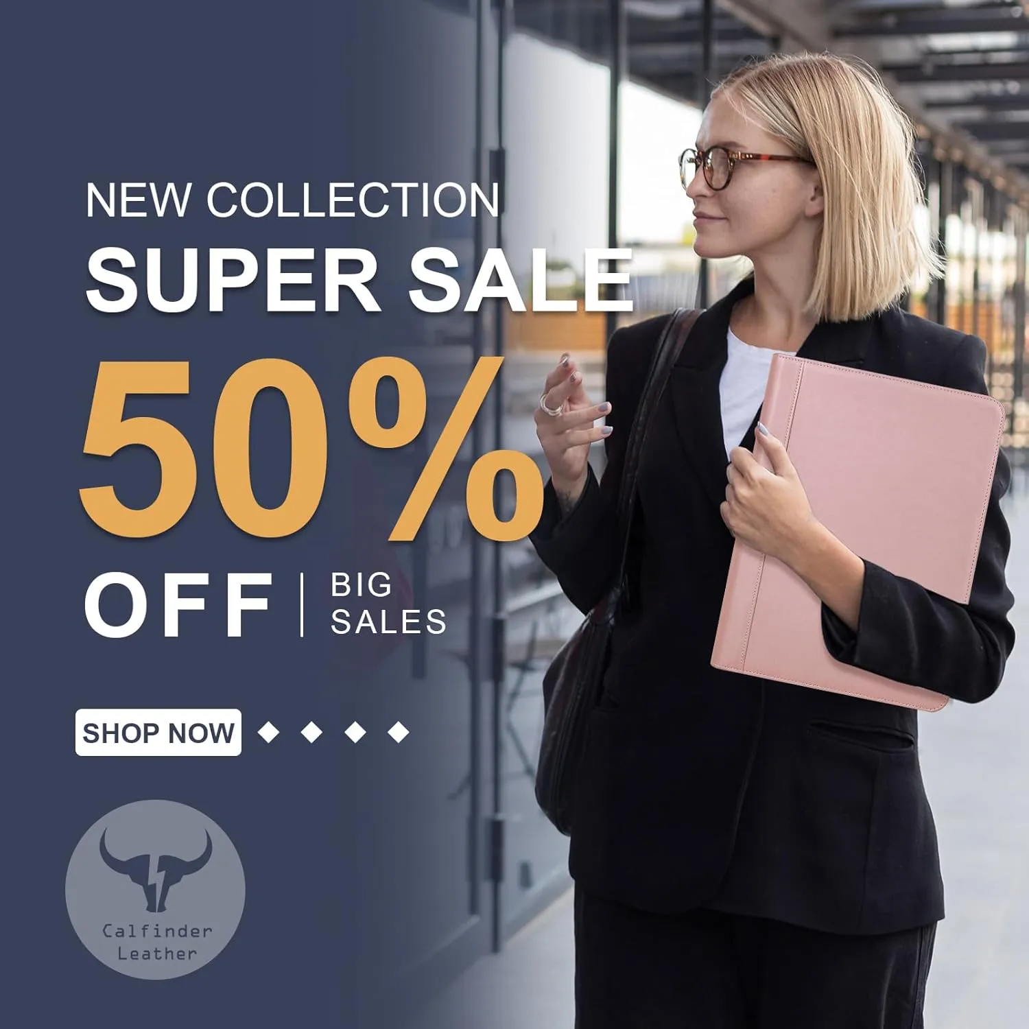 Calfinder Leather Portfolio Binder, PU Leather Portfolio Organizer for Women, 3 Ring Binder Resume Zippered Padfolio with A4/Letter Size Notepad Holder, Business Work Folio, Gift for Lady, Pink