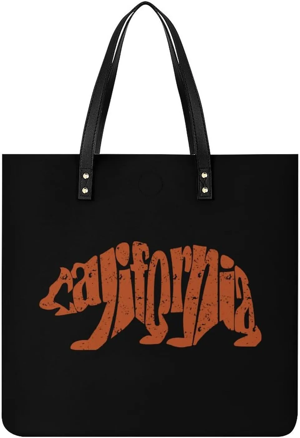 California Text Bear Tote Bag Leather Handbags Large Shoulder Bag for College Work Travel Shopping