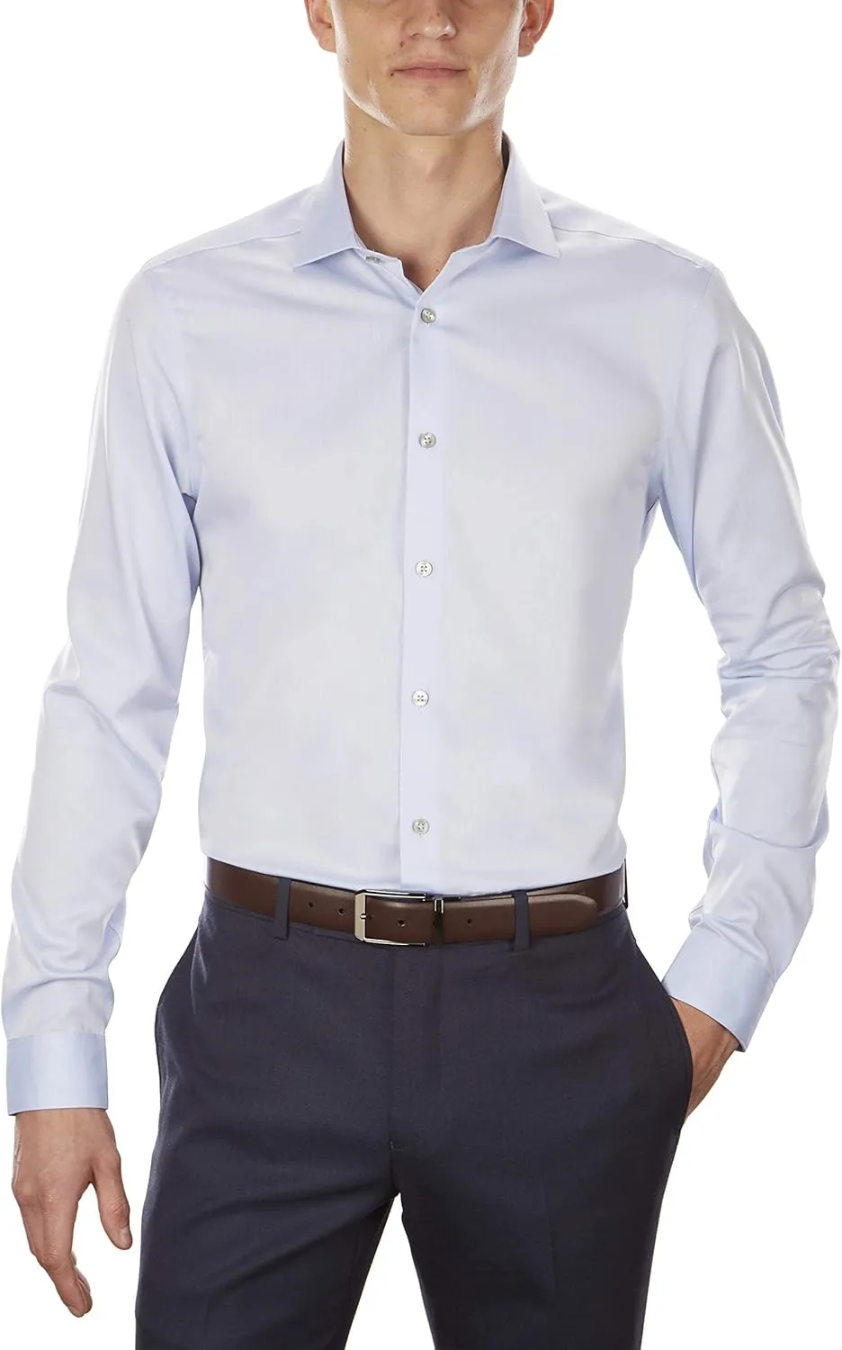 Calvin Klein Men's Dress Shirt Non Iron Herringbone Spread Collar