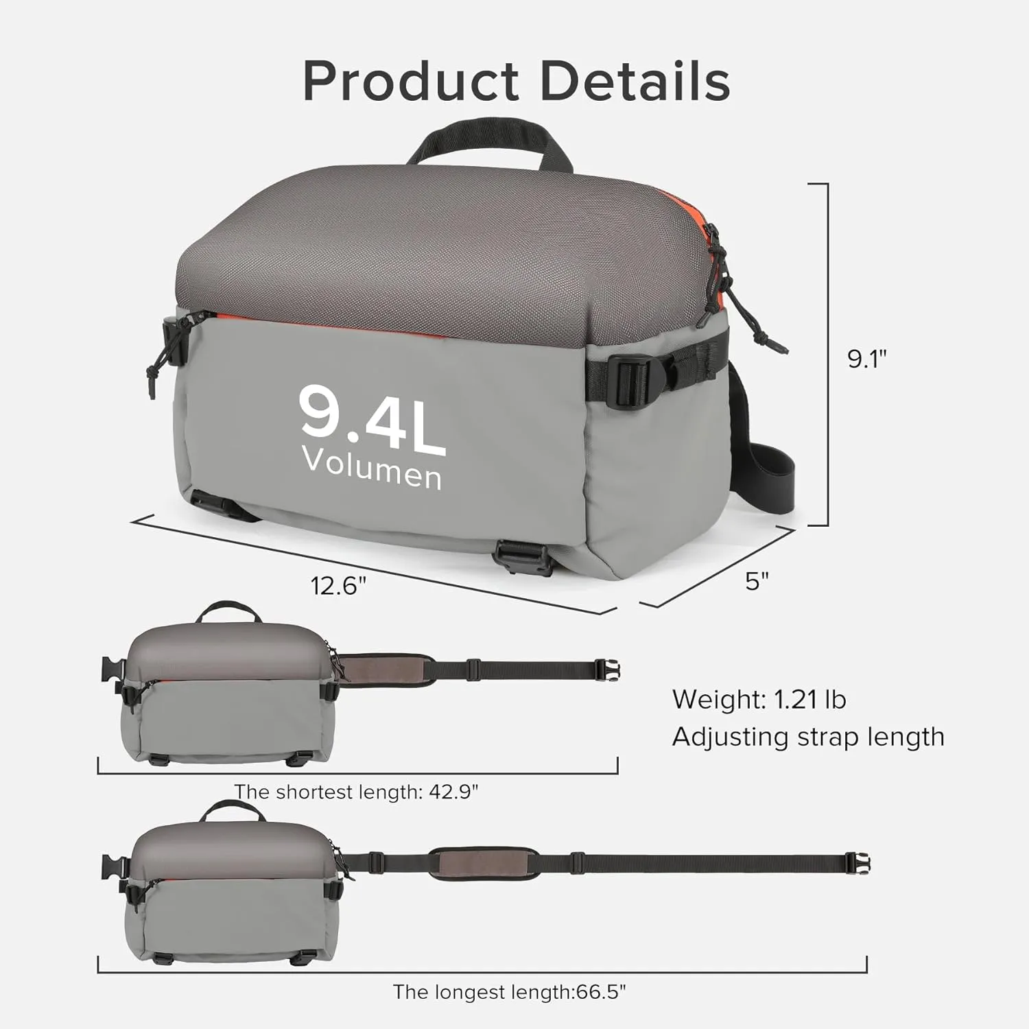 Camera Sling Bag for Travel Grey – Waterproof Crossbody DSLR Bag with Rain Cover & Tripod Holder, Ultra Lightweight Design Fits Canon/Nikon/Sony Mirrorless Cameras