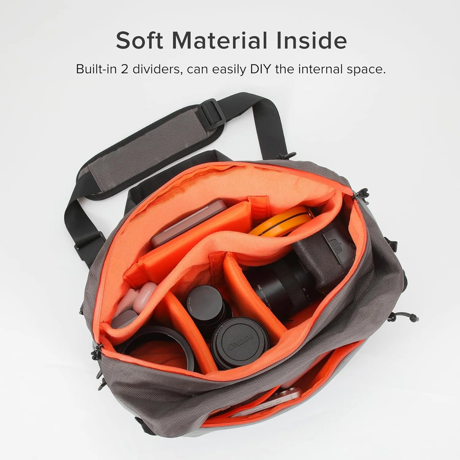 Camera Sling Bag for Travel Grey – Waterproof Crossbody DSLR Bag with Rain Cover & Tripod Holder, Ultra Lightweight Design Fits Canon/Nikon/Sony Mirrorless Cameras