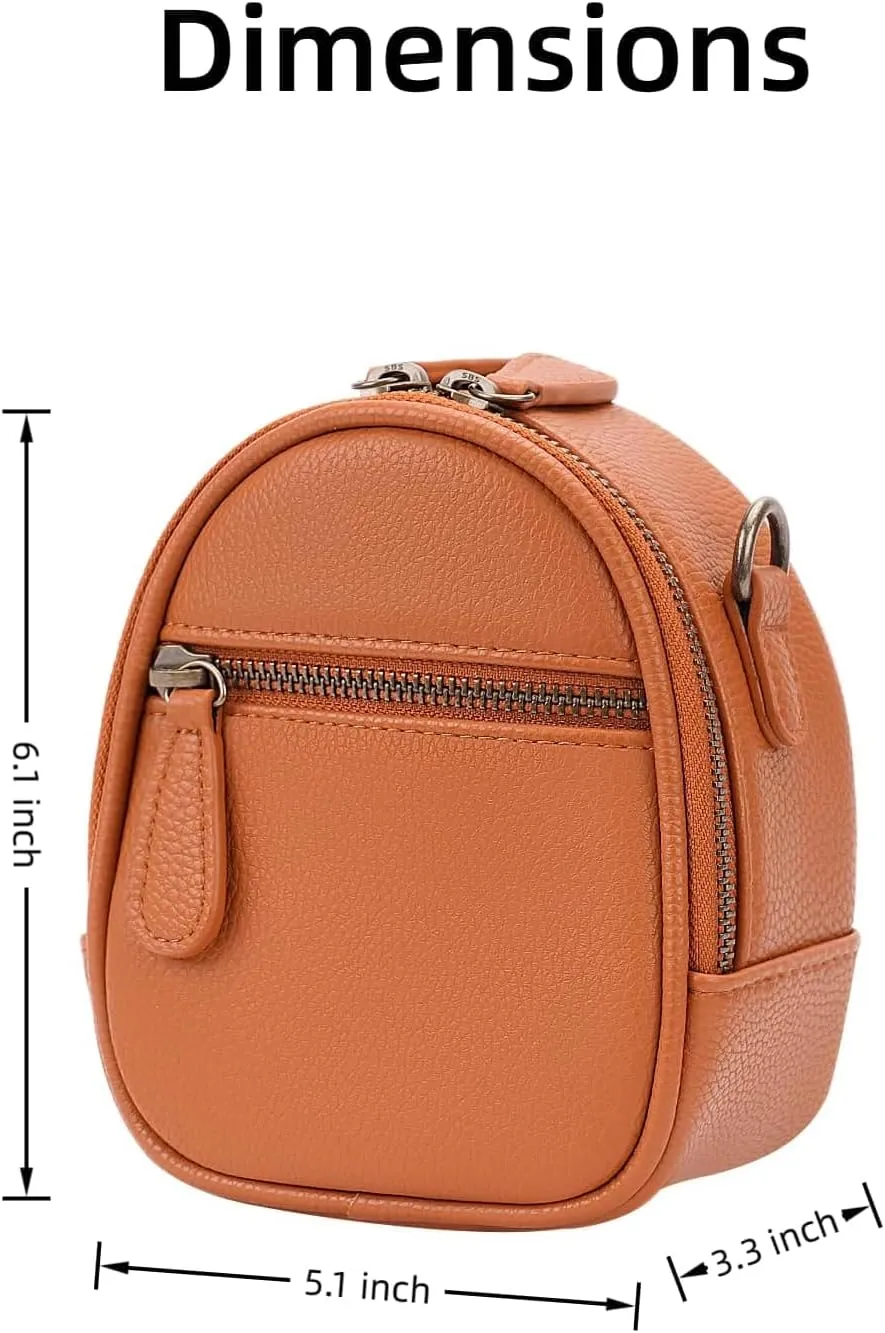 Camera Sling Bag, Waterproof PU Leather Crossbody Camera Bag for DSLR/SLR/Mirrorless, Small Shockproof Case for Photographers, Mini Cute Case 1L Brown