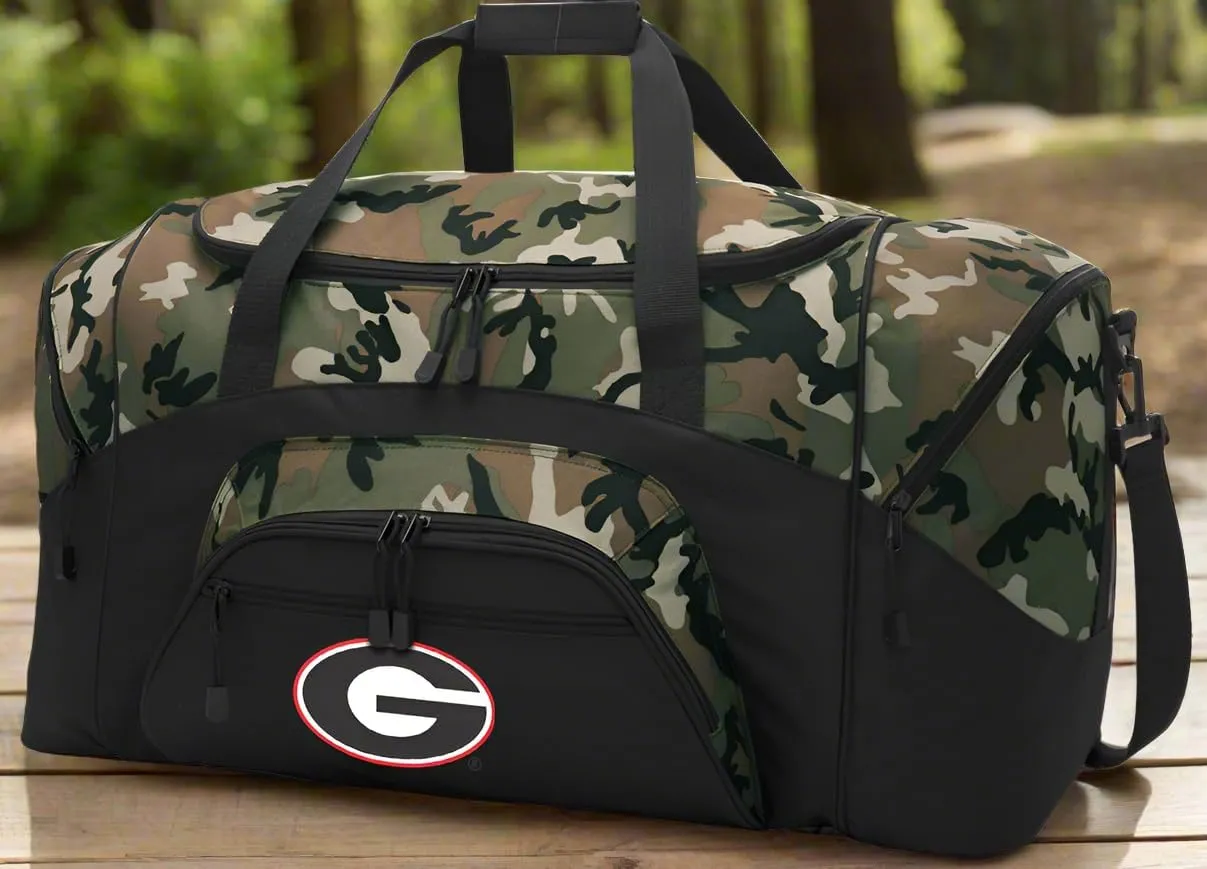 Camo University of Georgia Suitcase Duffel Bag or LARGE Georgia Bulldogs Gym Bag Gear Duffle (Camo)