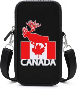 Canada Moose Flag Women Crossbody Phone Purse Adjustable Strap Cell Phone Shoulder Bag Small Belt Bag