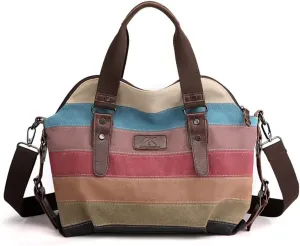 Canvas Handbag for Women Casual Crossbody Hobo Bag Top Handle Satchel Handbag Multi-pocket Tote Purse for Work Travel