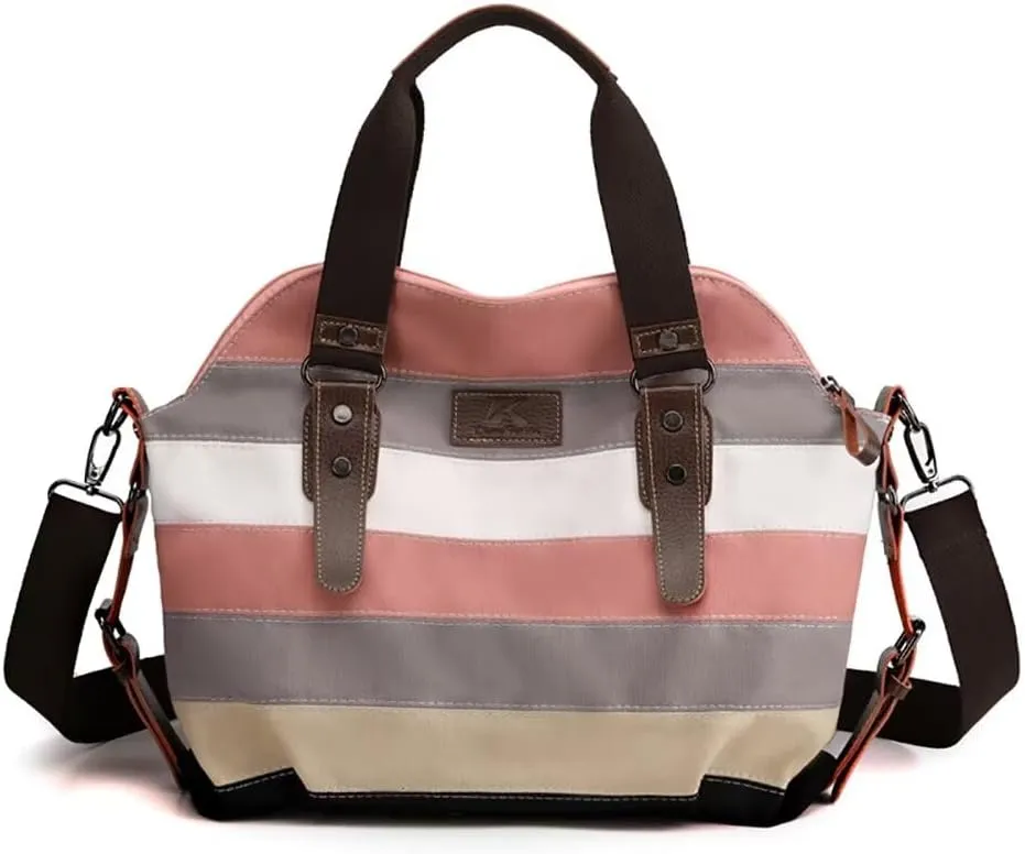 Canvas Handbag for Women Casual Crossbody Hobo Bag Top Handle Satchel Handbag Multi-pocket Tote Purse for Work Travel