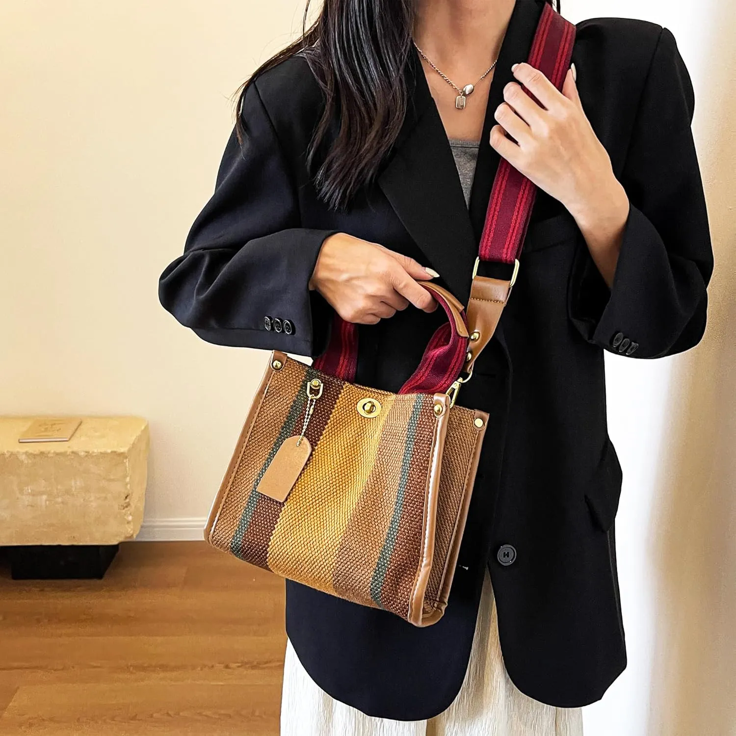 Canvas Tote Bag With Pockets Crossbody Bags for Women,Laptop Hobo Shoulder Bag Hand bags for Work Beach Book Travel Gym