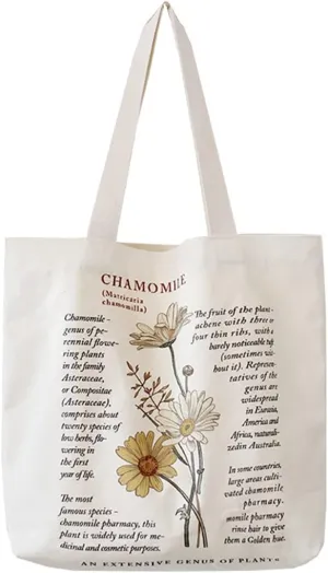 Canvas Tote Bag, Zippered Tote Bag with Interior Pocket, Floral By Shoulder Tote Bag, Retro Large-Capacity Tote Bag