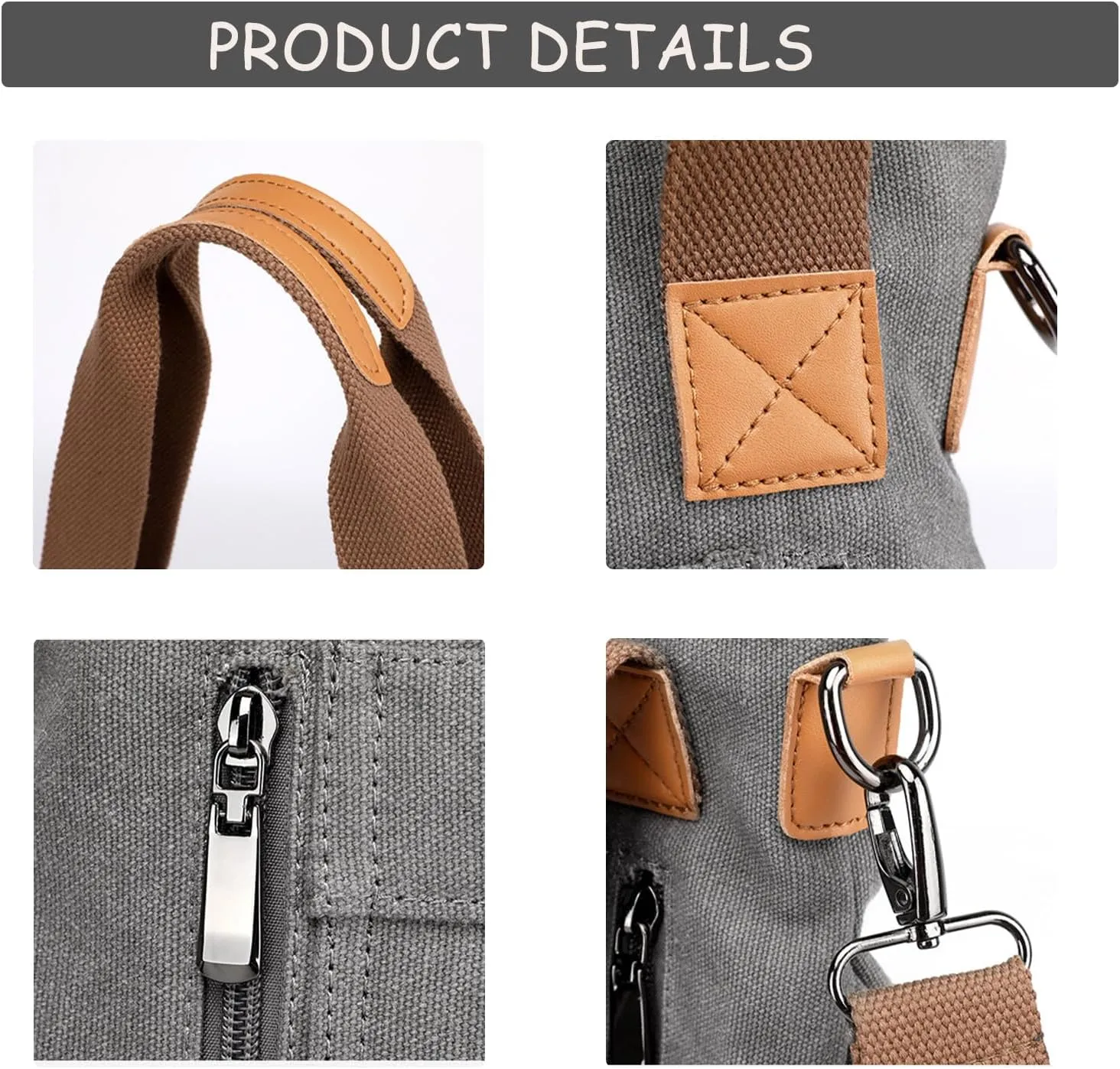 Canvas Tote Purse for Women Work Shoulder Crossbody Bag Vintage Multi-pocket Handbags