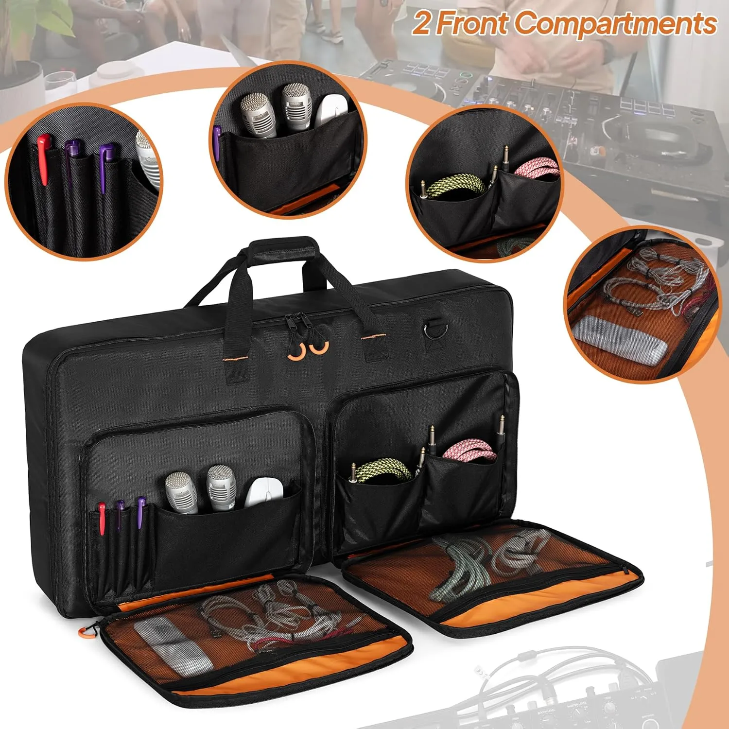 Carrying Bag Compatible with Pioneer DDJ RX/DDJ SX/DDJ SX2 / DDJ SX3 / Denon MC7000 / Numark NS6, DJ Controller Storage Bag with Foam Padding for DJ Cable or Other Accessories (L, Black)