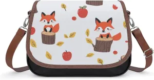 Cartoon Foxes Tree Stumps Crossbody Bags for Women Shoulder Bag Flap Handbags Leather Cross Body Purse