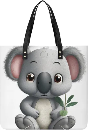 Cartoon Koala Tote Bag Durable Water-Resistant Handbags Lightweight Tote for Travel Work Book