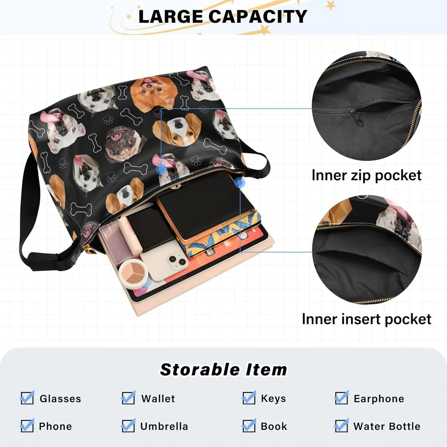 Cartoon Llama Alpaca Grey Soft Leather Hobo Bags for Women Large Crossbody Bags Animal Print Crossbody Hobo Purses