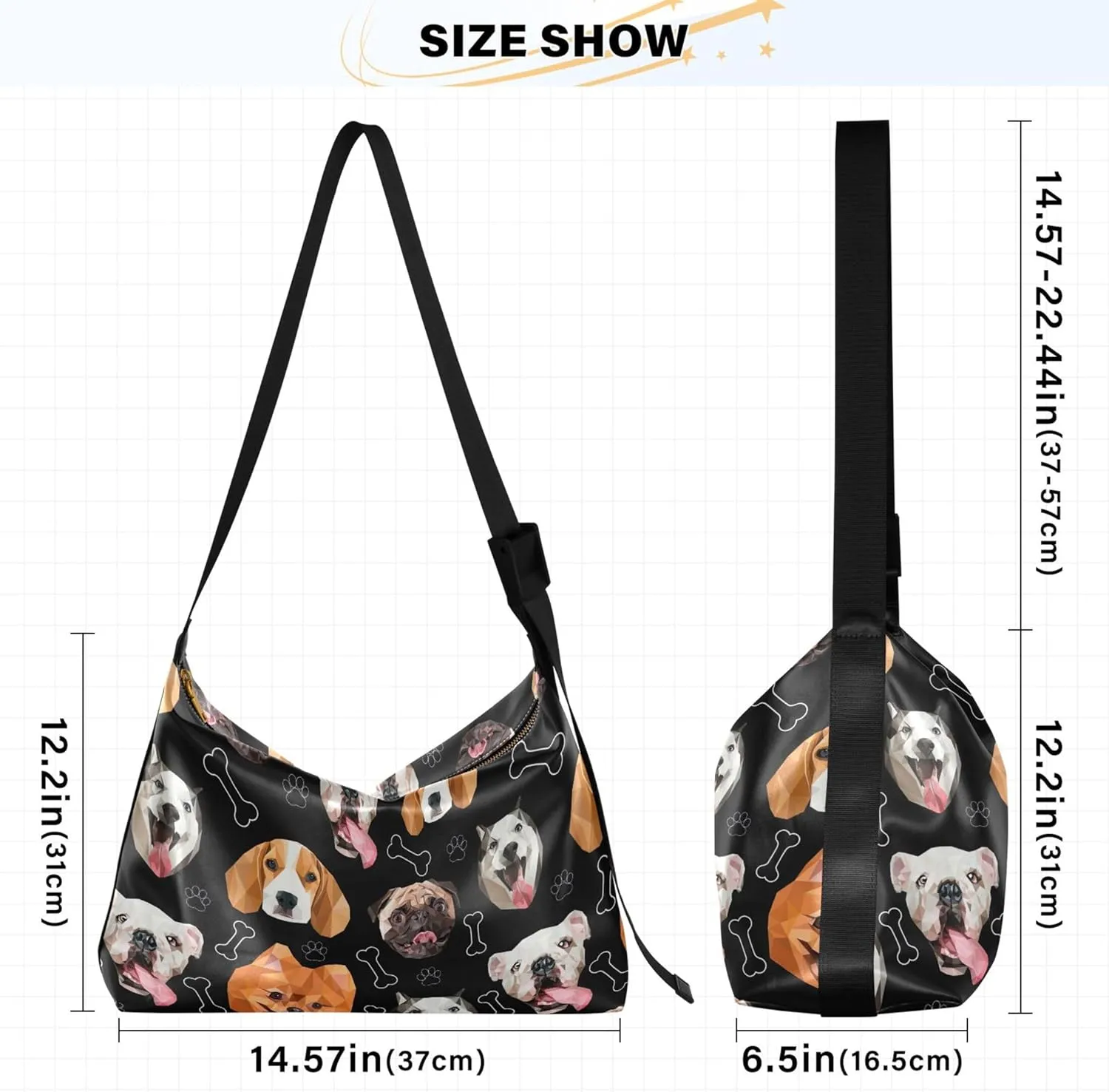 Cartoon Llama Alpaca Grey Soft Leather Hobo Bags for Women Large Crossbody Bags Animal Print Crossbody Hobo Purses