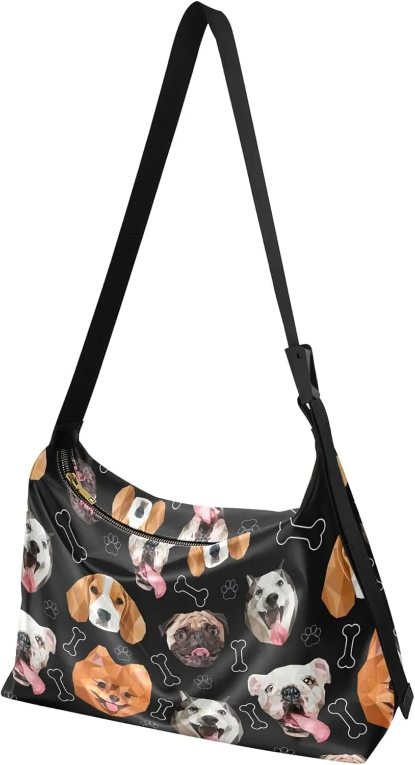 Cartoon Llama Alpaca Grey Soft Leather Hobo Bags for Women Large Crossbody Bags Animal Print Crossbody Hobo Purses