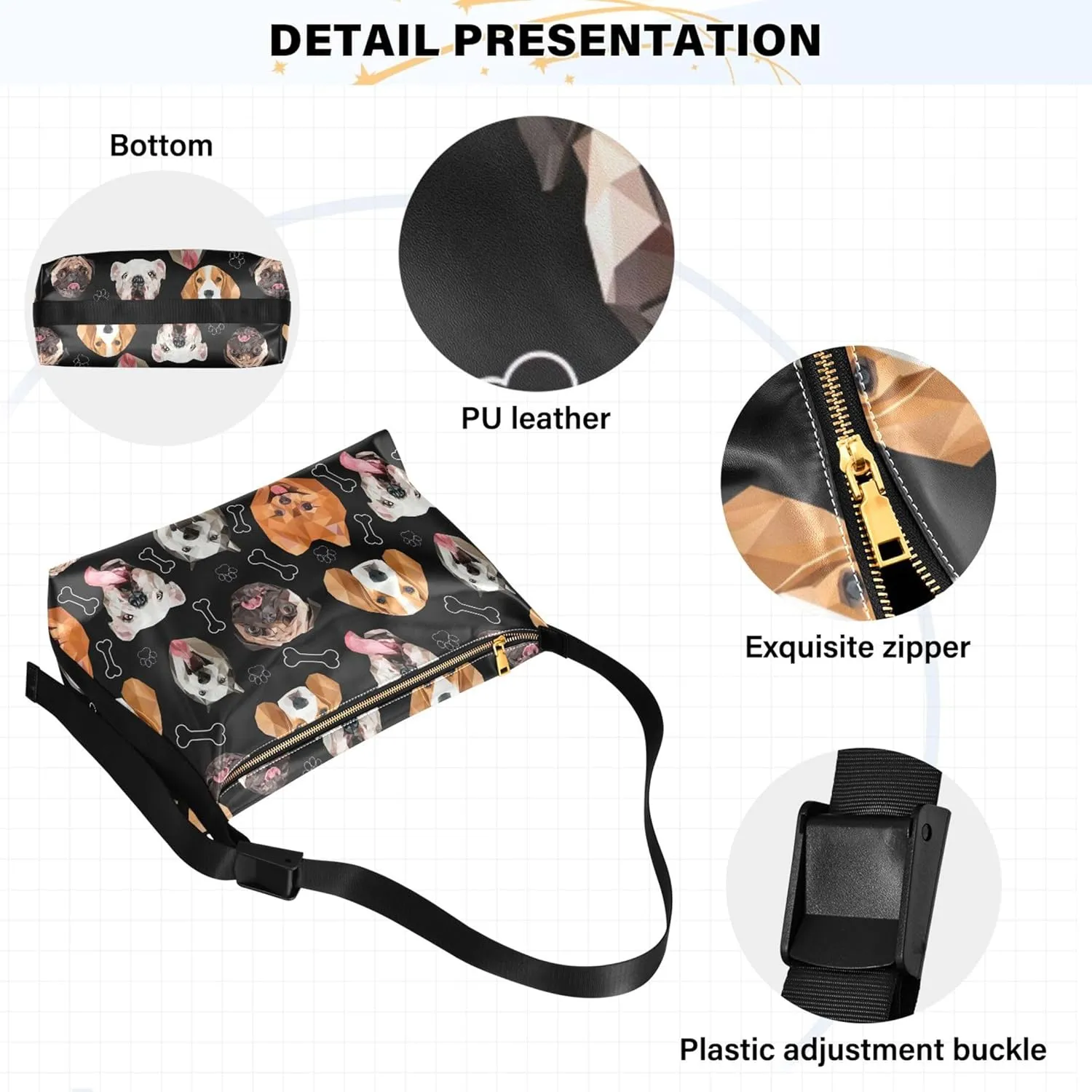 Cartoon Llama Alpaca Grey Soft Leather Hobo Bags for Women Large Crossbody Bags Animal Print Crossbody Hobo Purses