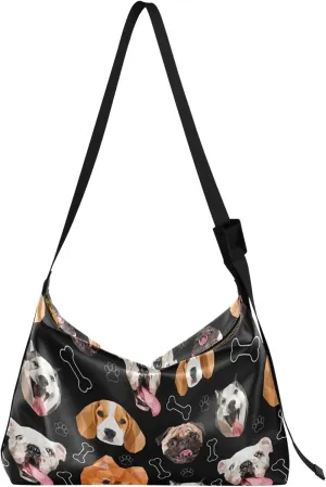 Cartoon Llama Alpaca Grey Soft Leather Hobo Bags for Women Large Crossbody Bags Animal Print Crossbody Hobo Purses