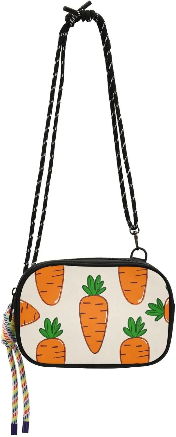 Cartoon Orange Carrot Small Crossbody Purse Women Waterproof with Adjustable Strap Small Handbags Date