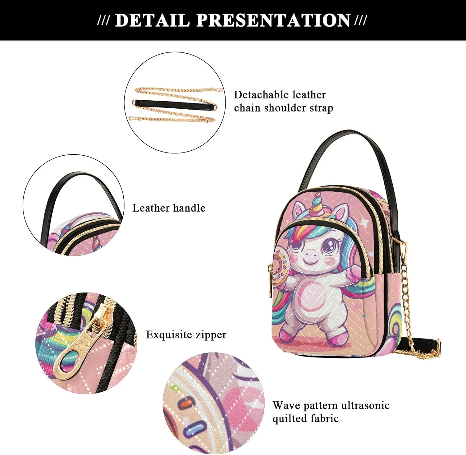 Cartoon Women's Crossbody Bags Quilted Purse with Chain Phone Purse Handbag