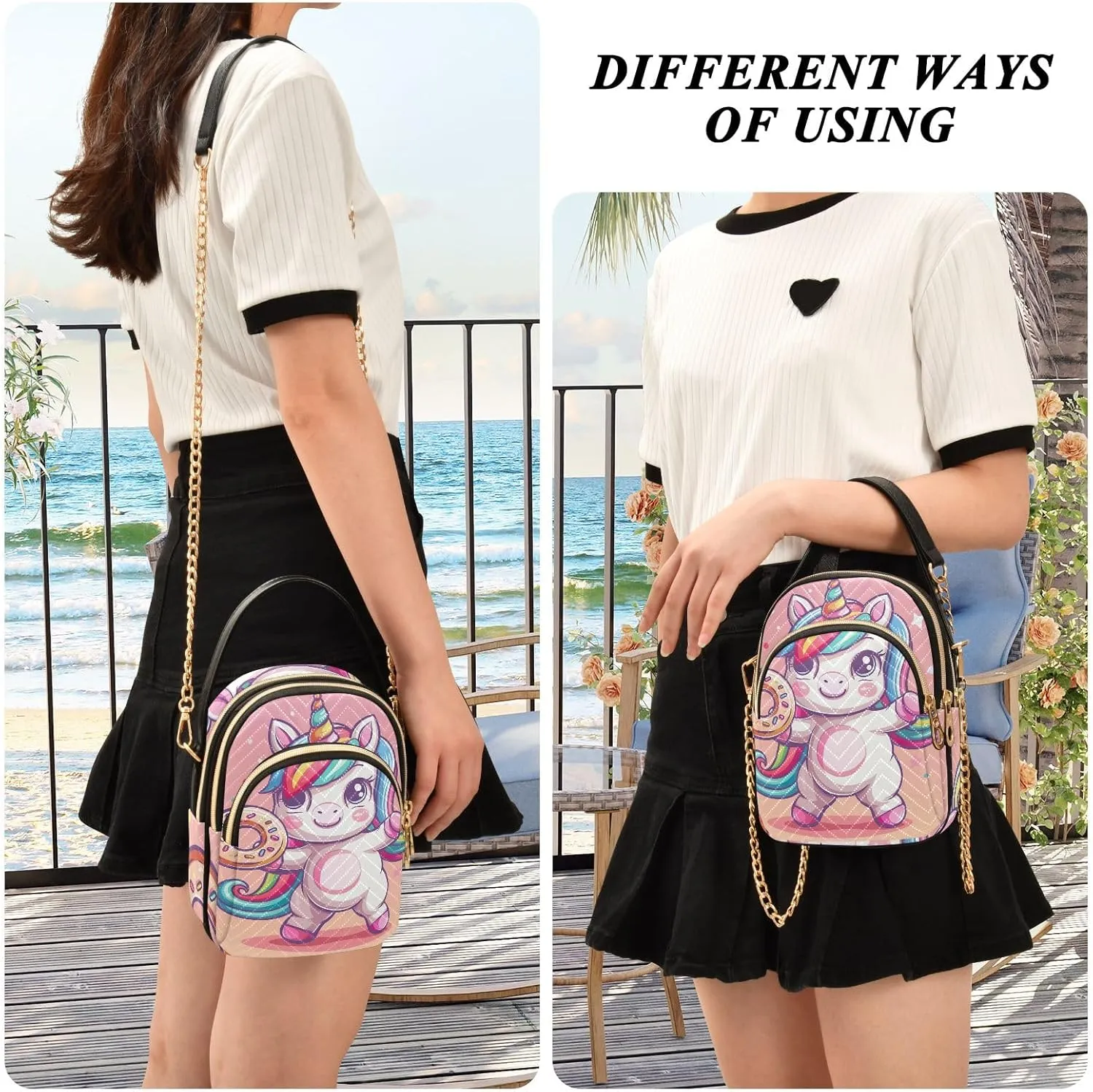 Cartoon Women's Crossbody Bags Quilted Purse with Chain Phone Purse Handbag