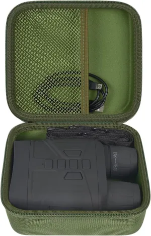 Case Compatible with Fvtga/for Vtiisamao Night Vision for Goggles - 4K Night Vision Binoculars, Holder for Telescopes Optics Scope, Mesh Pocket for 32GB Memory SD Card, Neck Strap (Case Only) (Green)