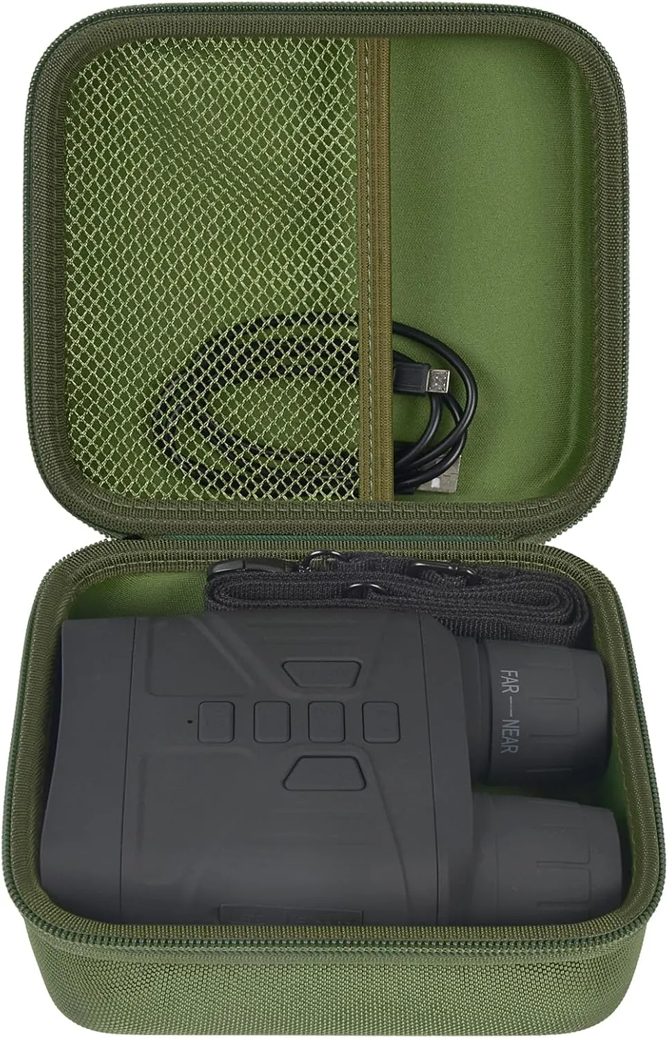 Case Compatible with Fvtga/for Vtiisamao Night Vision for Goggles - 4K Night Vision Binoculars, Holder for Telescopes Optics Scope, Mesh Pocket for 32GB Memory SD Card, Neck Strap (Case Only) (Green)