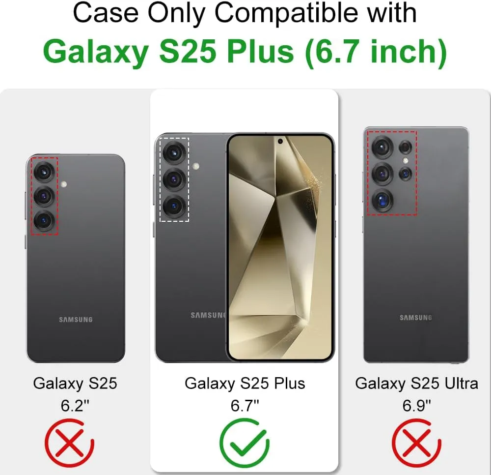 Case for Samsung Galaxy S25 Plus/S25  Compatible with Magsafe, [Non-Slip TPU Edge]&[Camera Frame Protection] for S25 Plus Phone Case, Slim Translucent Matte Galaxy S25  Cover (Black/Grey)