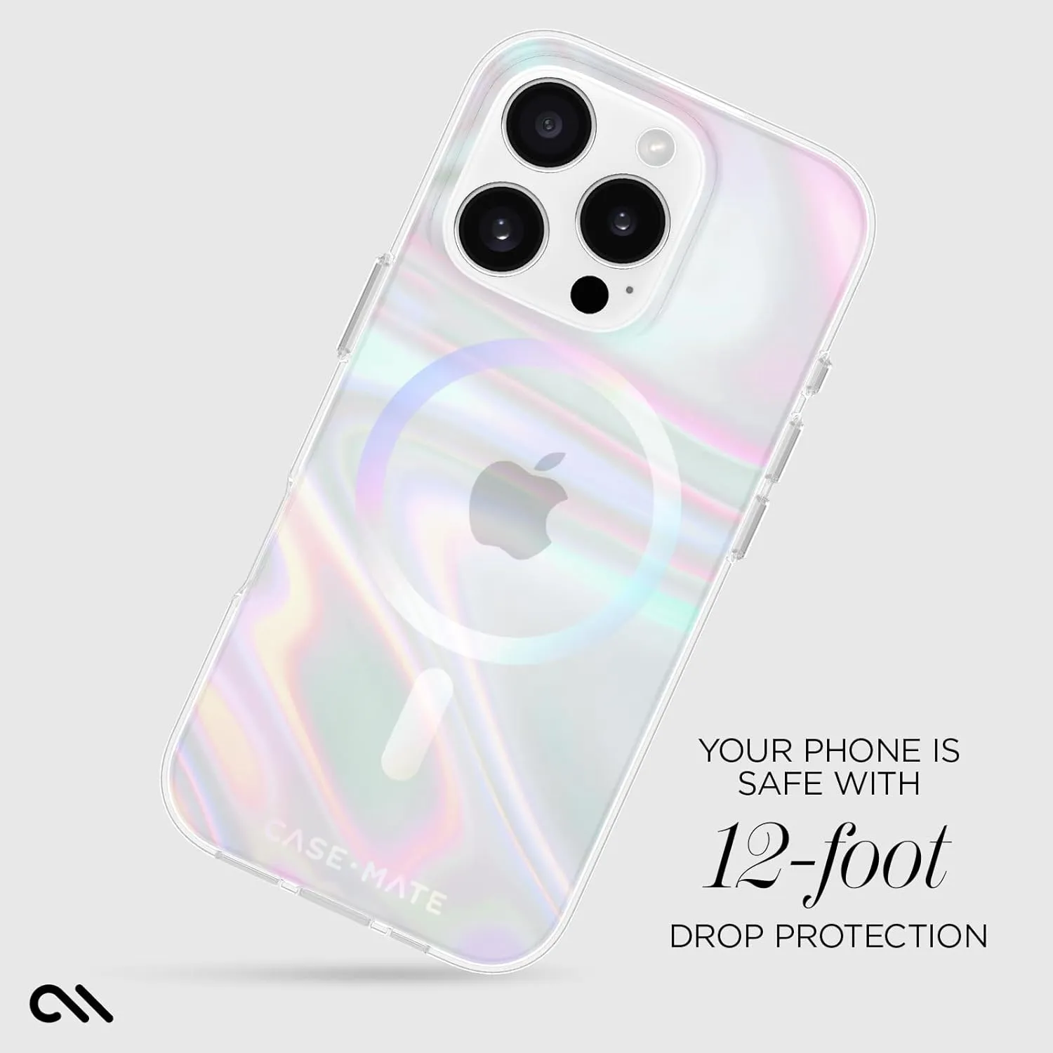 Case-Mate iPhone 16 Pro Case [Compatible with MagSafe] - Stylish Iridescent Phone Case with 12ft Drop Protection - Premium Magnetic Cover for iPhone 16 Pro - Soap Bubble