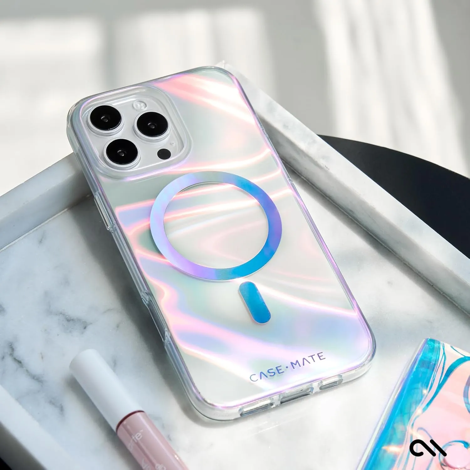 Case-Mate iPhone 16 Pro Case [Compatible with MagSafe] - Stylish Iridescent Phone Case with 12ft Drop Protection - Premium Magnetic Cover for iPhone 16 Pro - Soap Bubble