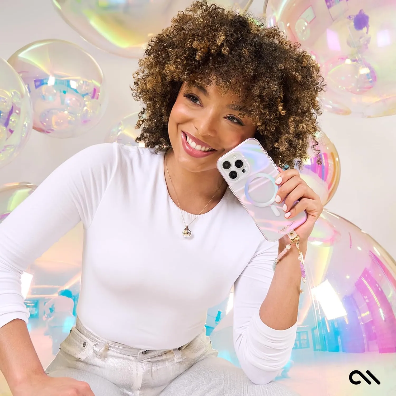 Case-Mate iPhone 16 Pro Case [Compatible with MagSafe] - Stylish Iridescent Phone Case with 12ft Drop Protection - Premium Magnetic Cover for iPhone 16 Pro - Soap Bubble