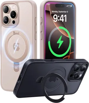 CASEKOO Designed for iPhone 16 Pro Case with Magnetic Invisible Stand [Military Drop Protection] [Compatible with MagSafe] Shockproof Slim Translucent Matte Case 6.3 Inch, Desert Gold