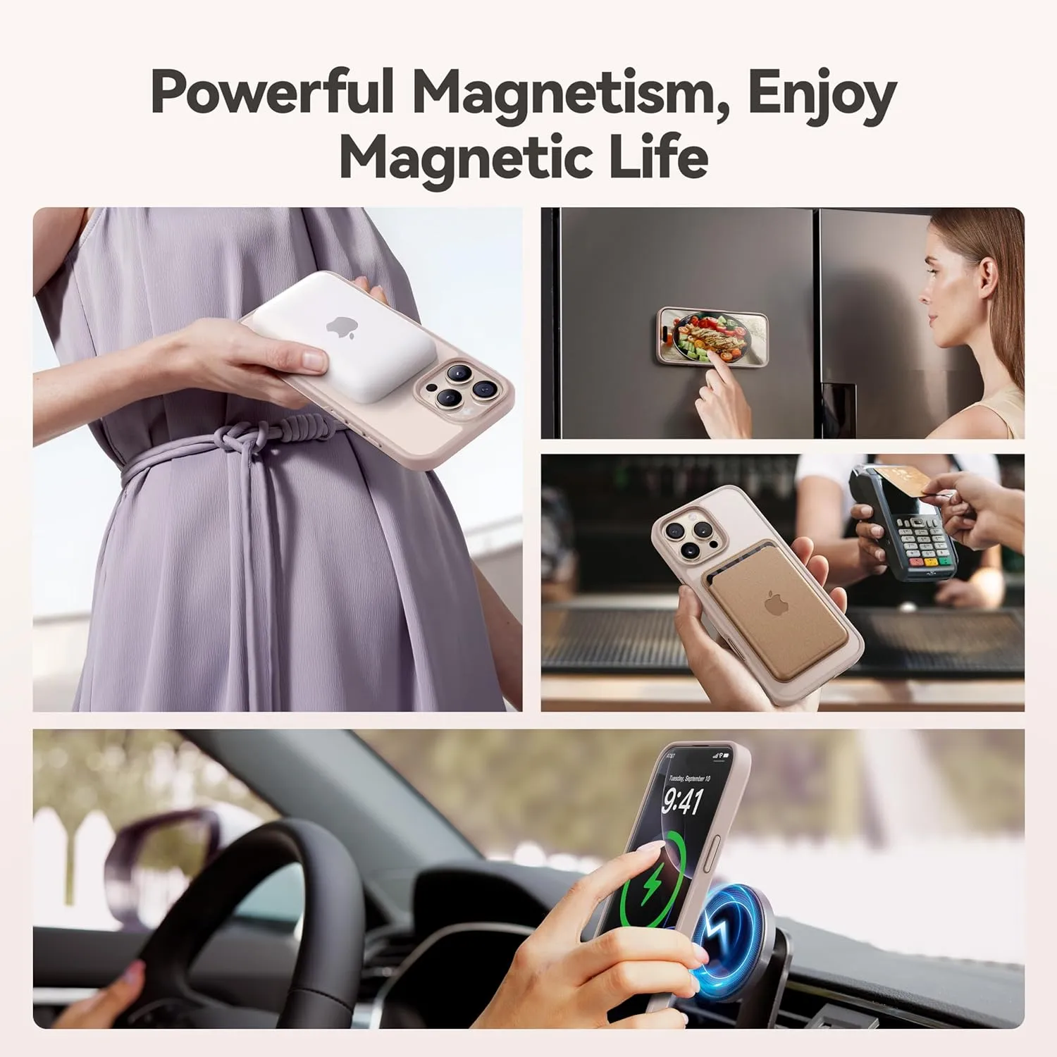 CASEKOO Designed for iPhone 16 Pro Case with Magnetic Invisible Stand [Military Drop Protection] [Compatible with MagSafe] Shockproof Slim Translucent Matte Case 6.3 Inch, Desert Gold