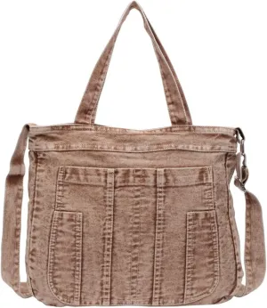 Casual New Jean Tote Bag for Women, Retro Denim Crossbody Shoulder Hobo Bag with Zipper