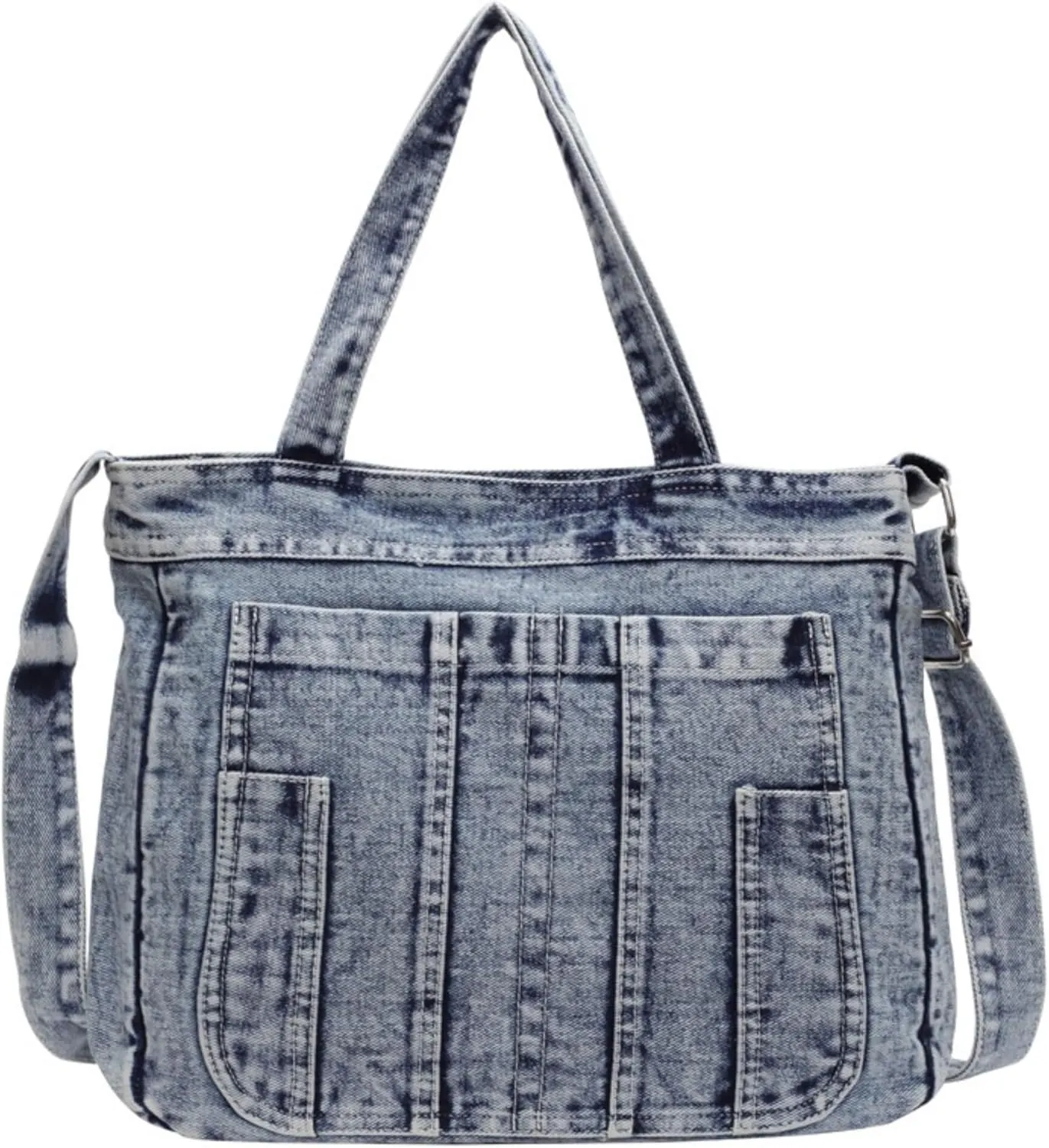 Casual New Jean Tote Bag for Women, Retro Denim Crossbody Shoulder Hobo Bag with Zipper