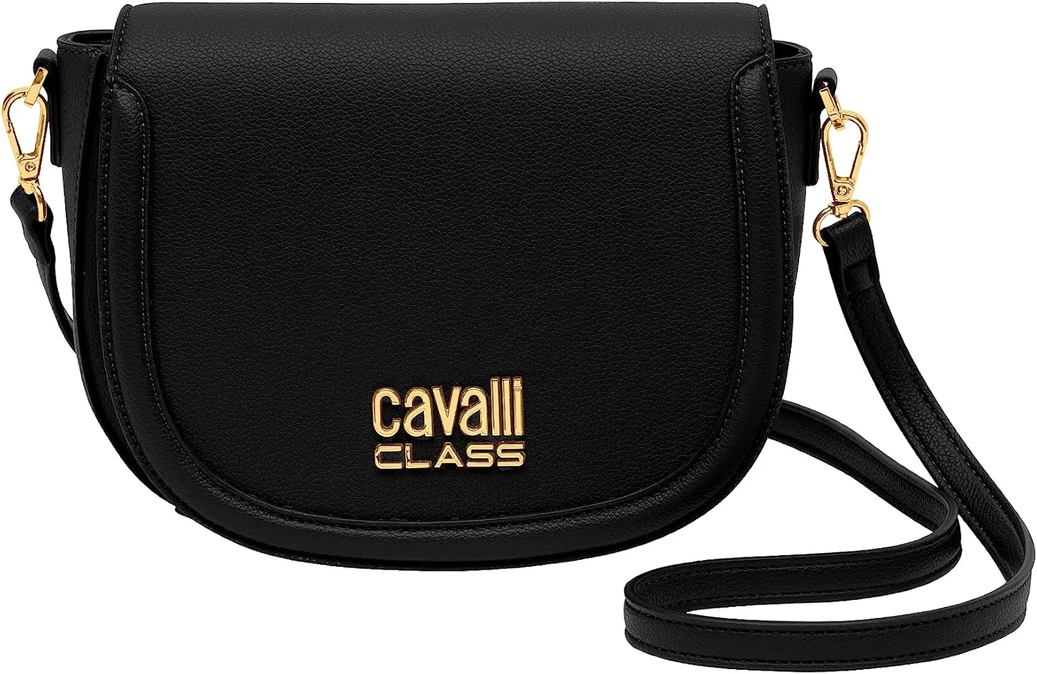 Cavalli Class TORINO Black Medium Crocco Saddle Crossbody bag for womens