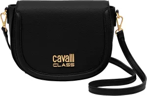 Cavalli Class TORINO Black Medium Crocco Saddle Crossbody bag for womens