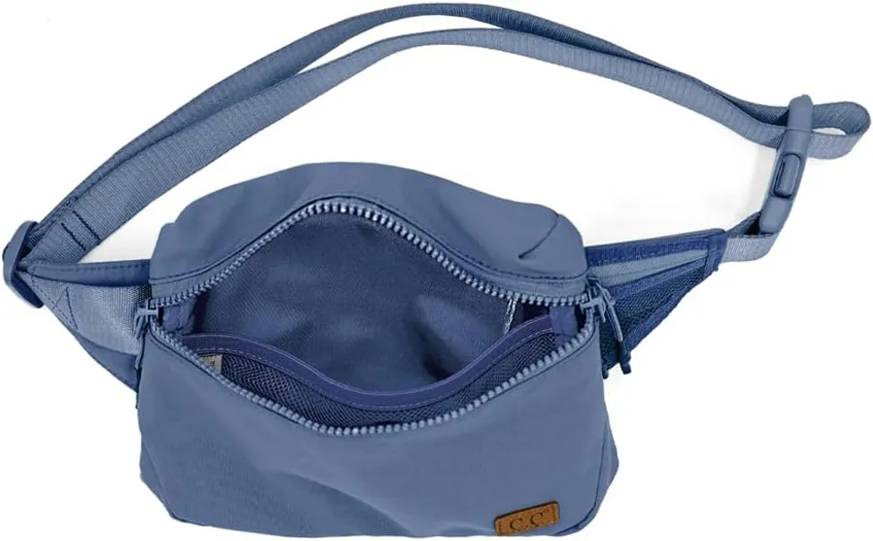 C.C Zipper Fanny Pack For Women Unisex - Daily Waist Crossbody Belt bag With Adjustable Strap (Denim)