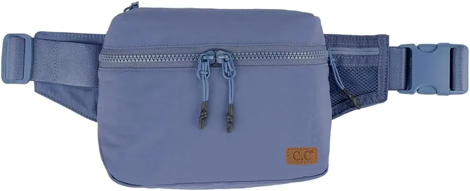 C.C Zipper Fanny Pack For Women Unisex - Daily Waist Crossbody Belt bag With Adjustable Strap (Denim)