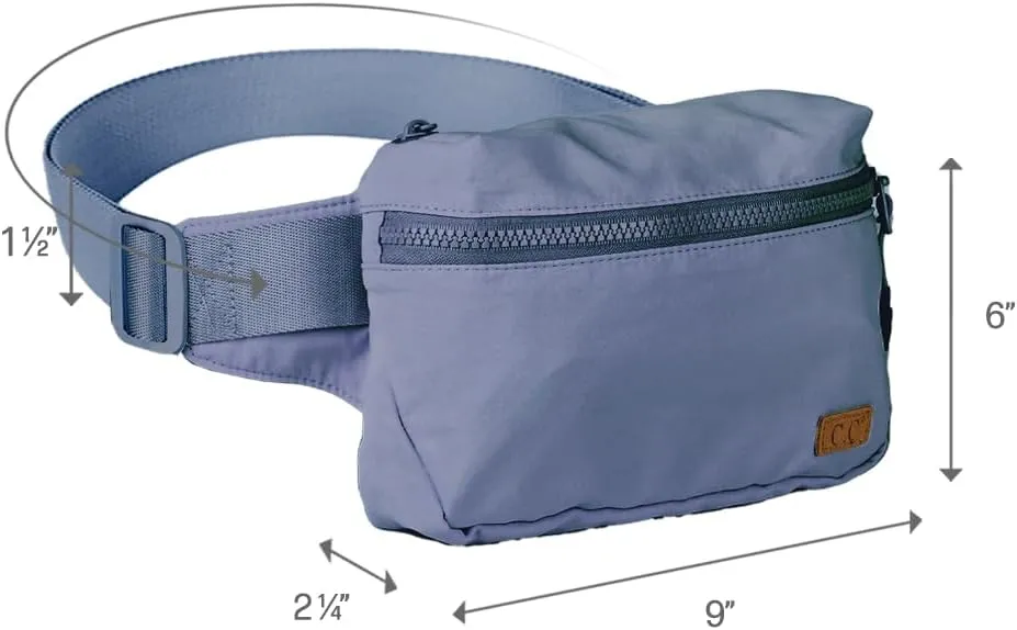 C.C Zipper Fanny Pack For Women Unisex - Daily Waist Crossbody Belt bag With Adjustable Strap (Denim)