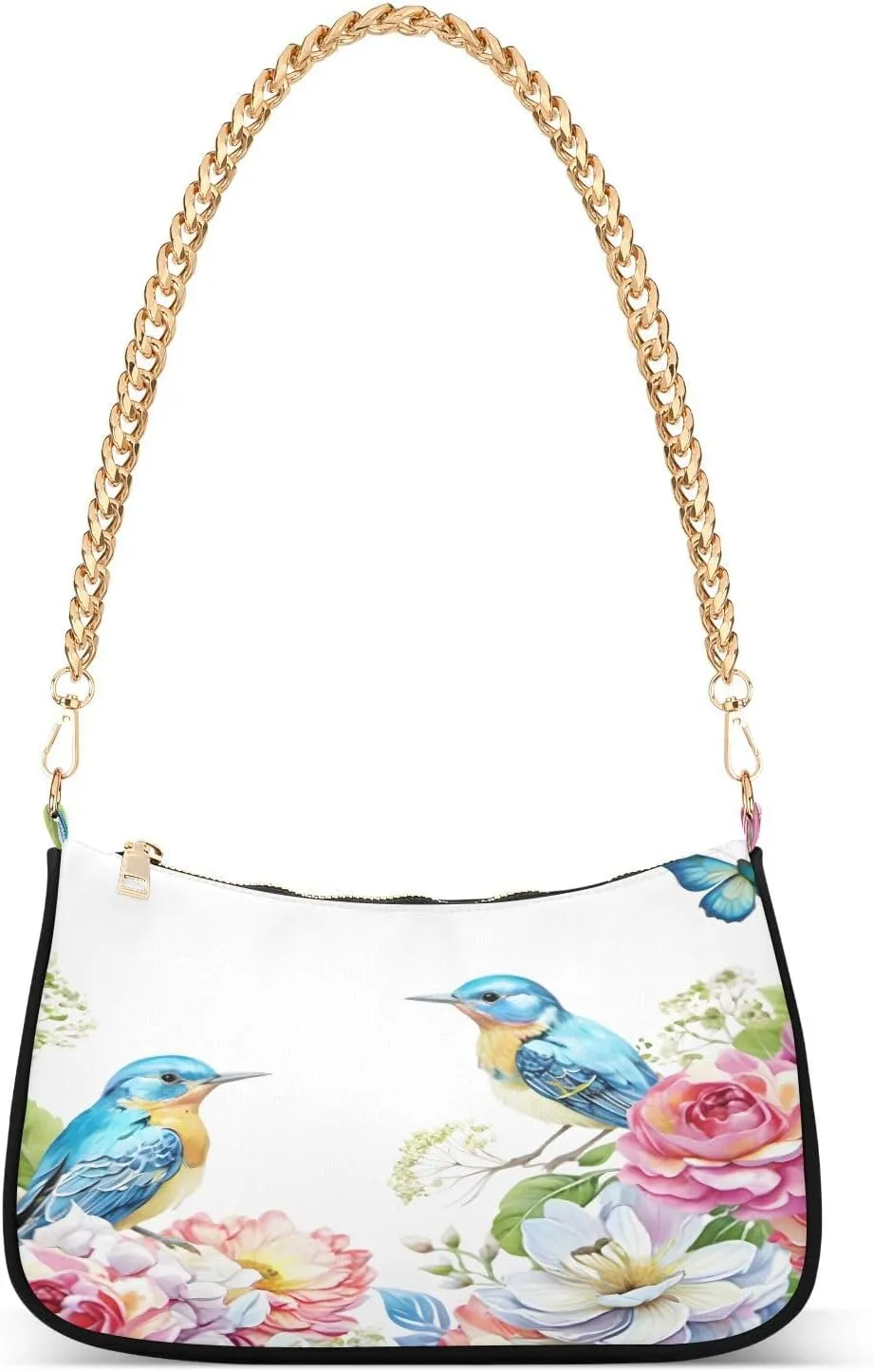 CEBUGI Crossbody Bags for Women Shoulder Purse Bird Rose Handbags Stylish Clutch Purse with Chain Strap