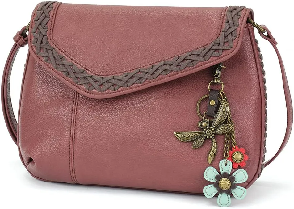 CHALA Braided Boho Crossbody Bag with Metal Keychain -Ink