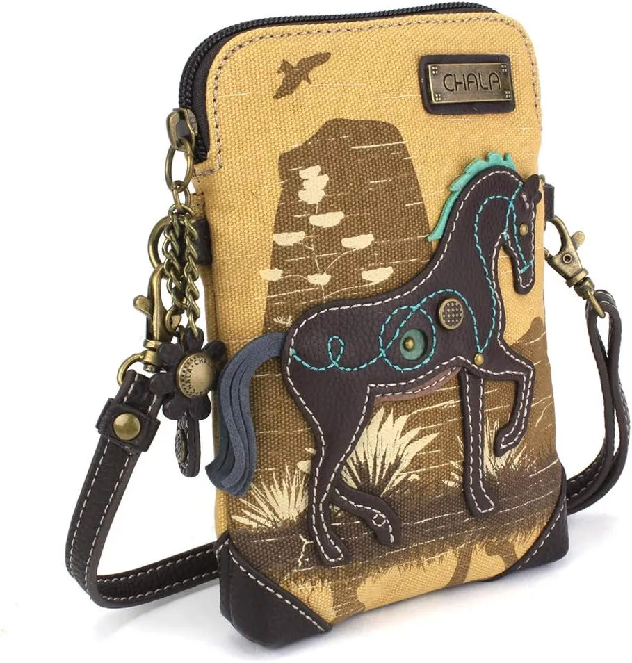 CHALA Canvas Crossbody Cell Phone Purse - Women Multicolor Handbag with Adjustable Strap