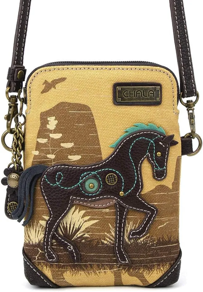 CHALA Canvas Crossbody Cell Phone Purse - Women Multicolor Handbag with Adjustable Strap