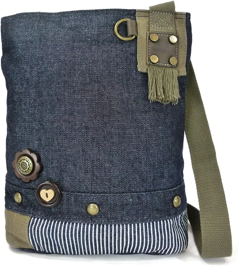 Chala Handbag Patch Cross-body Messenger Bag with 2021 keyfob (Denim_ Forget-me-not)