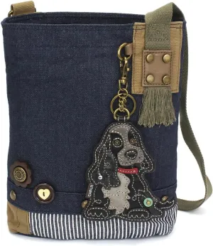 Chala Women Handbag Patch Crossbody - Cocker Black - Denim