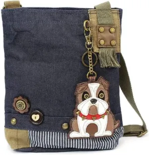 Chala Womens' Canvas Patch Crossbody Handbag "Bulldog" - Denim