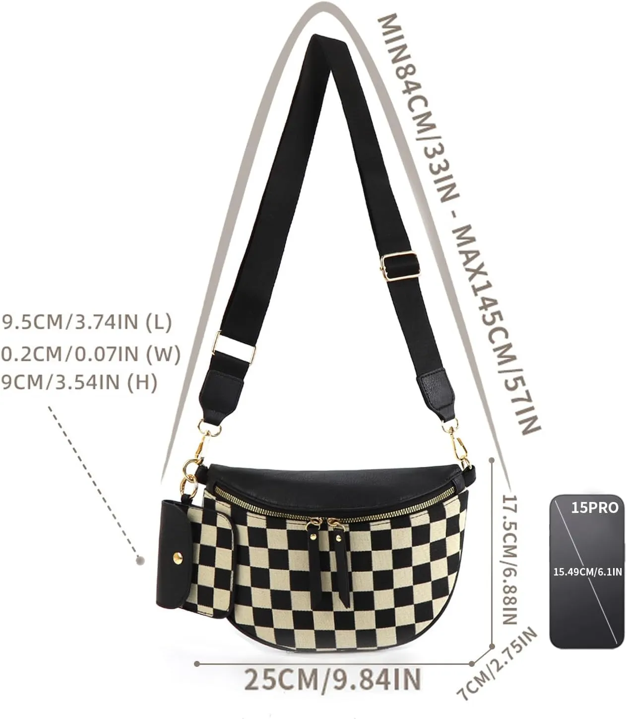 Checkerboard Purses for Women PU Leather Chest Bag Medium Sized Shoulder Bag Plaid Crossbody Bag 2025