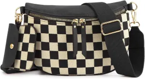 Checkerboard Purses for Women PU Leather Chest Bag Medium Sized Shoulder Bag Plaid Crossbody Bag 2025
