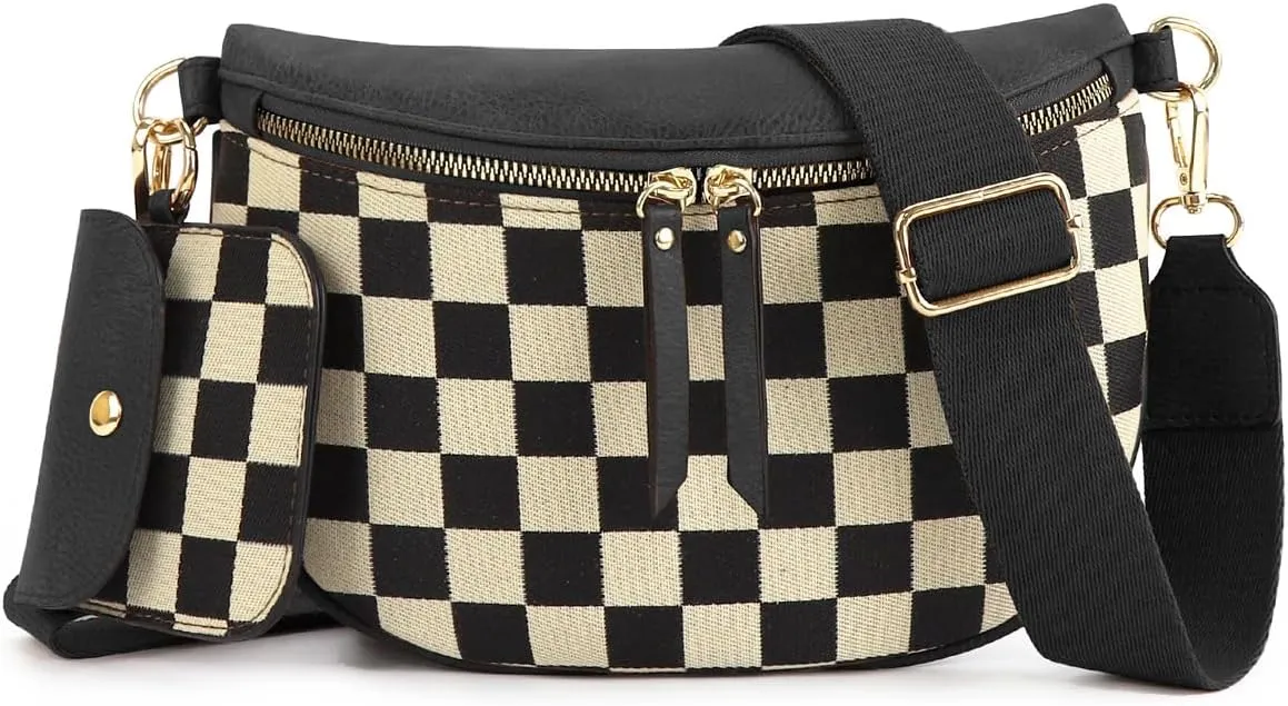 Checkerboard Purses for Women PU Leather Chest Bag Medium Sized Shoulder Bag Plaid Crossbody Bag 2025